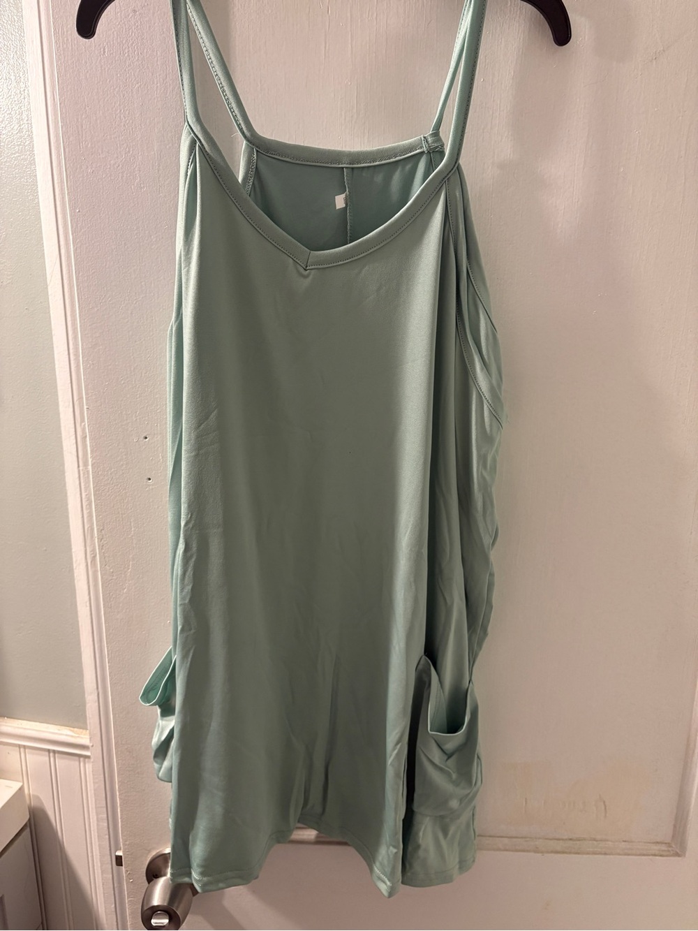 Soft Sage Green Slip Dress with Pockets